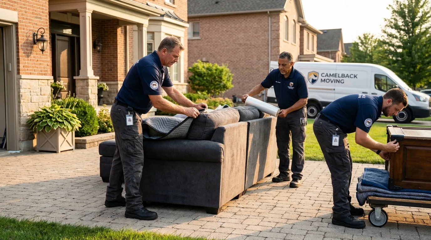 Large estate moving crew wrapping furniture in Eden Valley, MN